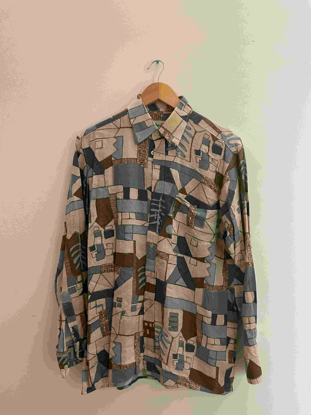 Vintage Patrick bernard abstract pattern multi mens small shirt