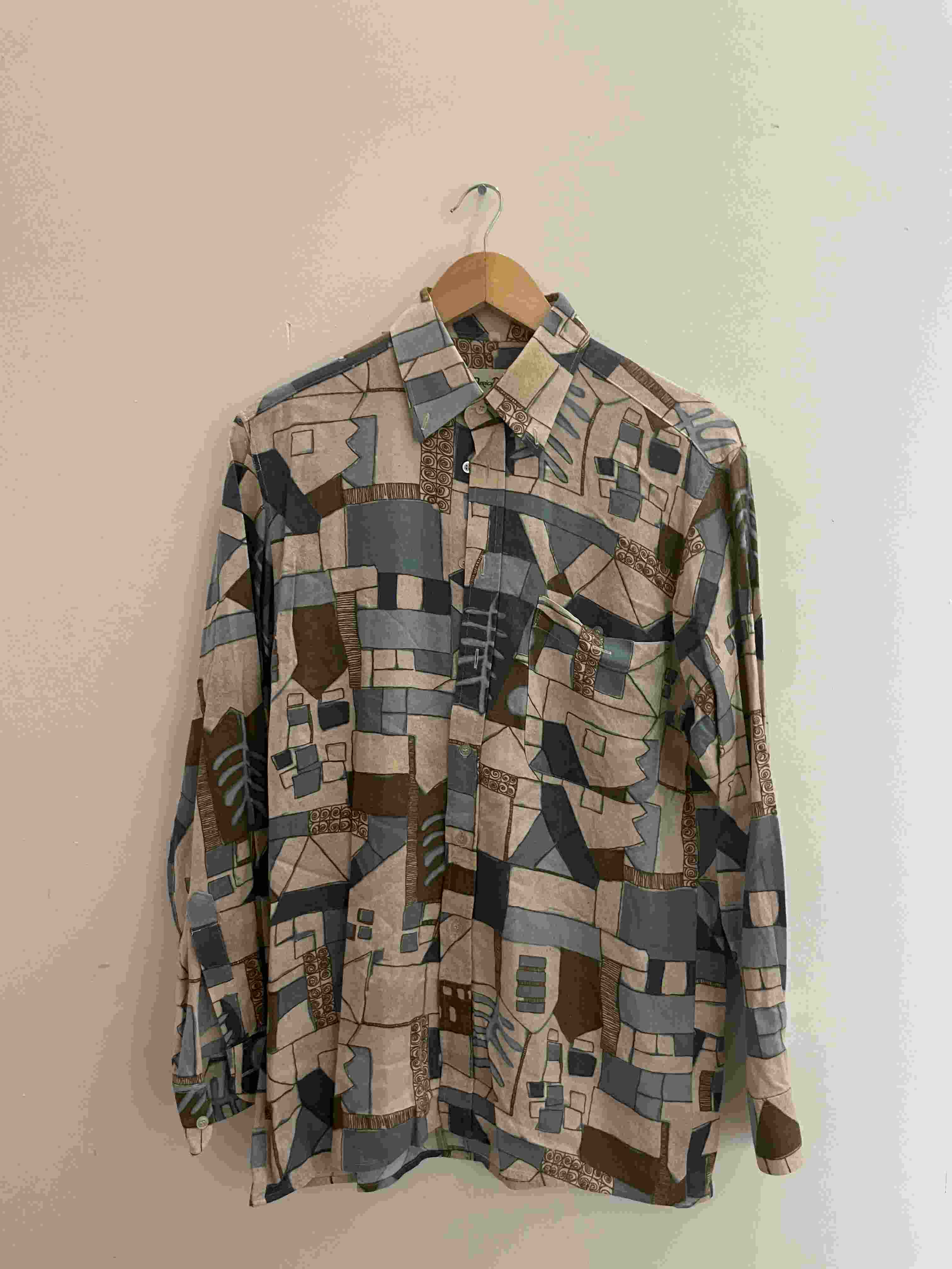 Vintage Patrick bernard abstract pattern multi mens small shirt
