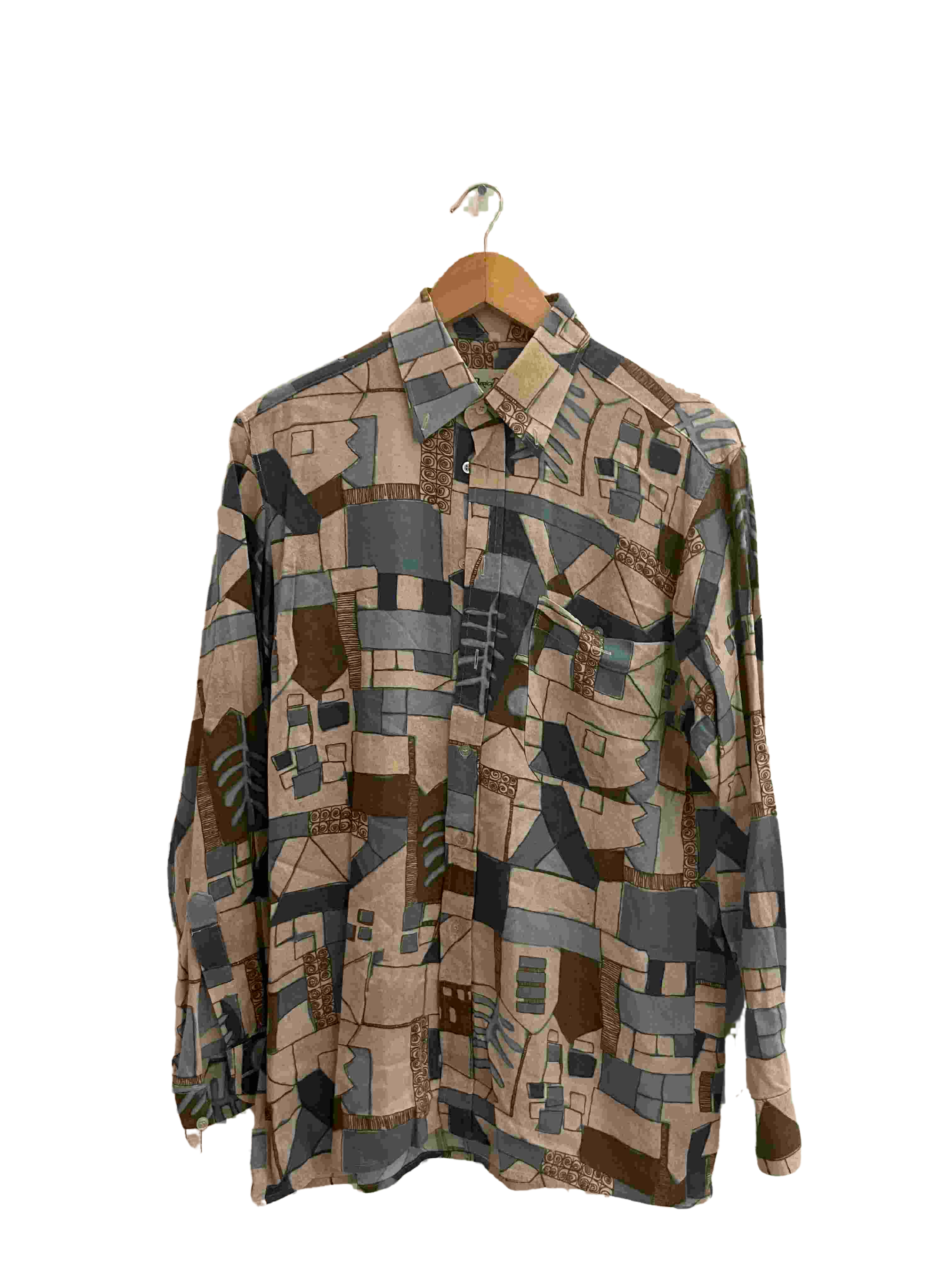 Vintage Patrick bernard abstract pattern multi mens small shirt