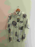Vintage club d'amingo cream abstract pattern mens shirt size XL