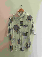 Vintage club d'amingo cream abstract pattern mens shirt size XL
