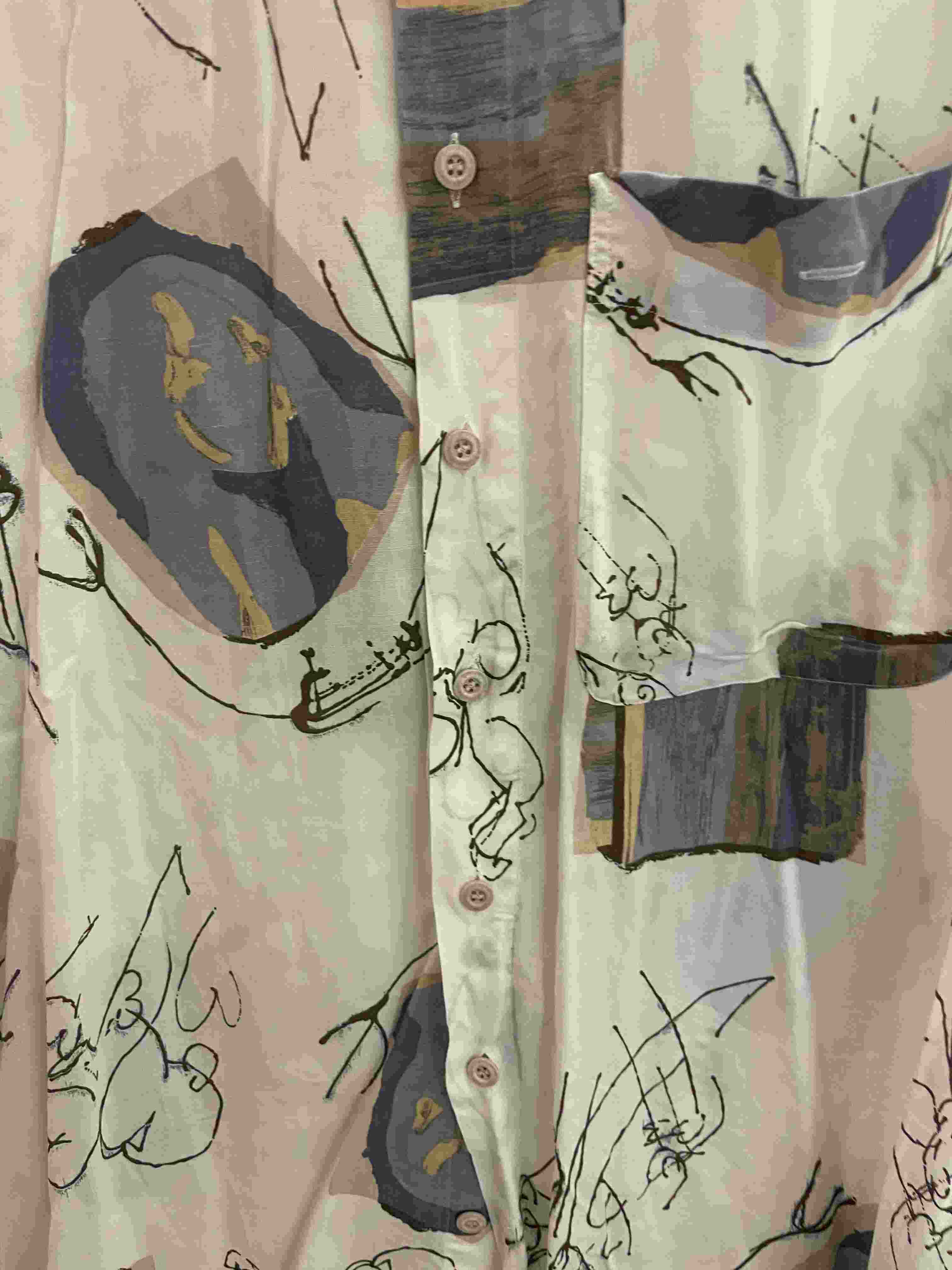 Vintage club d'amingo cream abstract pattern mens shirt size XL