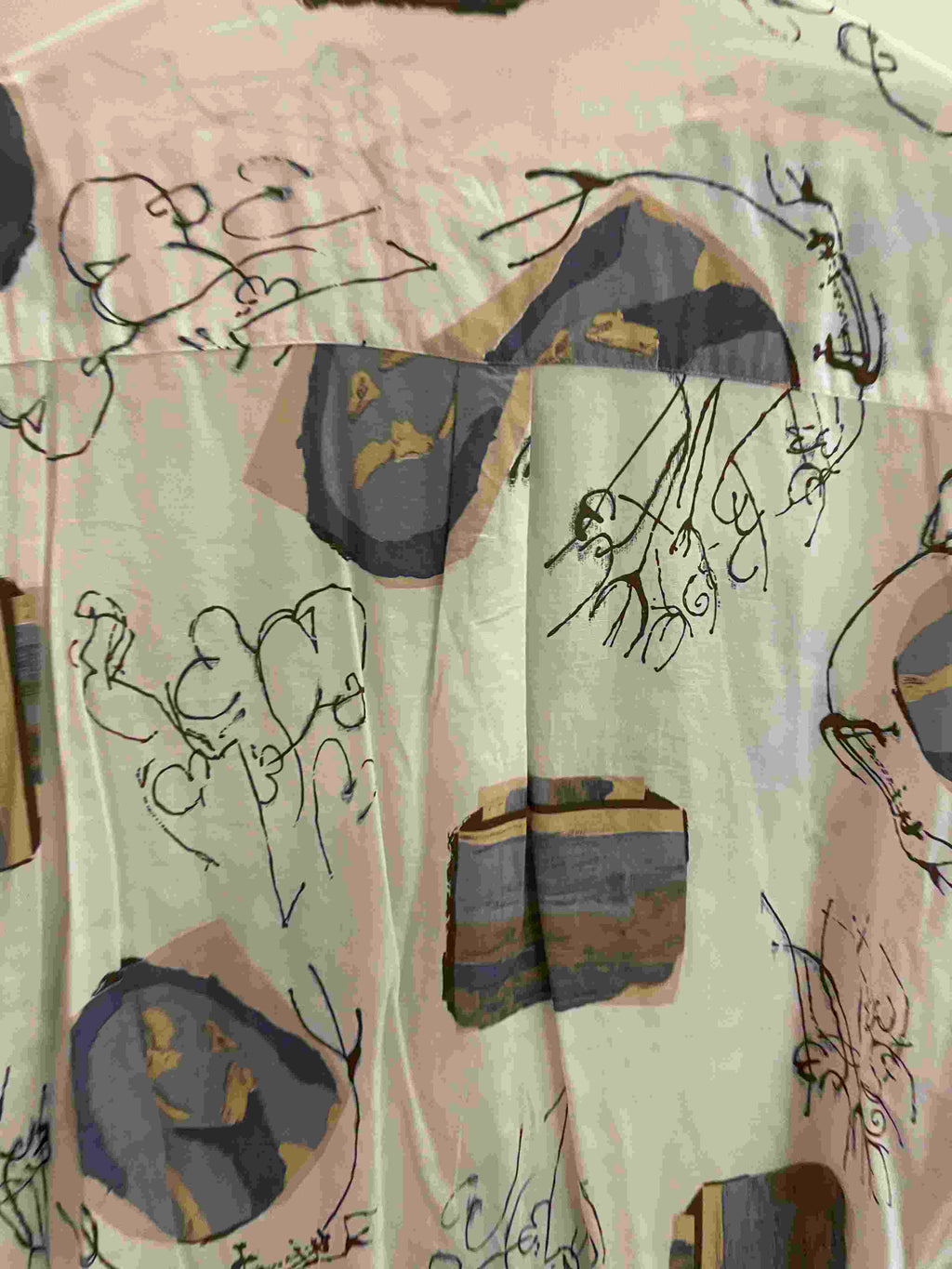 Vintage club d'amingo cream abstract pattern mens shirt size XL