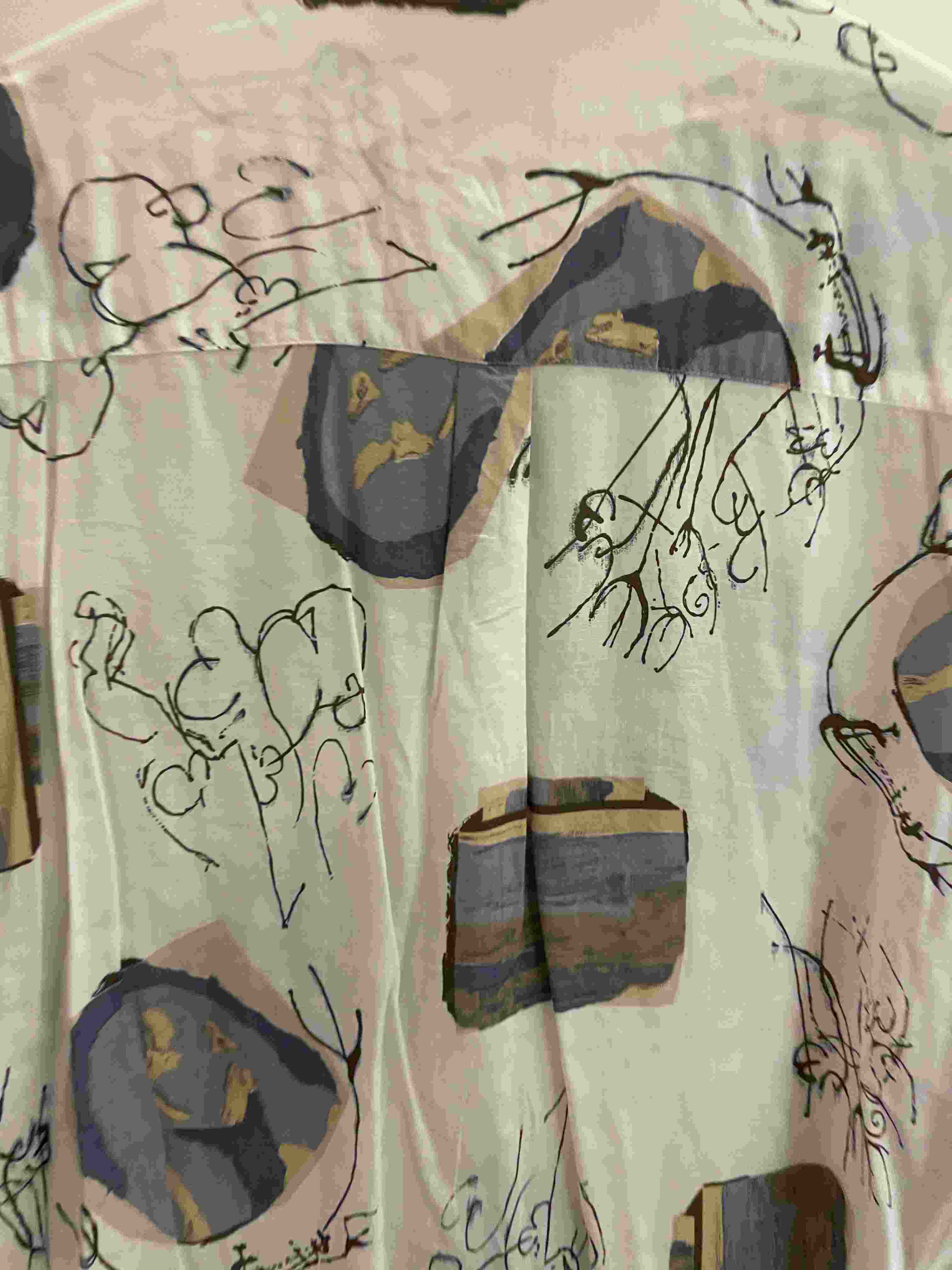 Vintage club d'amingo cream abstract pattern mens shirt size XL