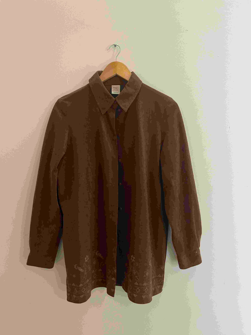 Vintage Mark and Spencer brown long sleeve shirt size M