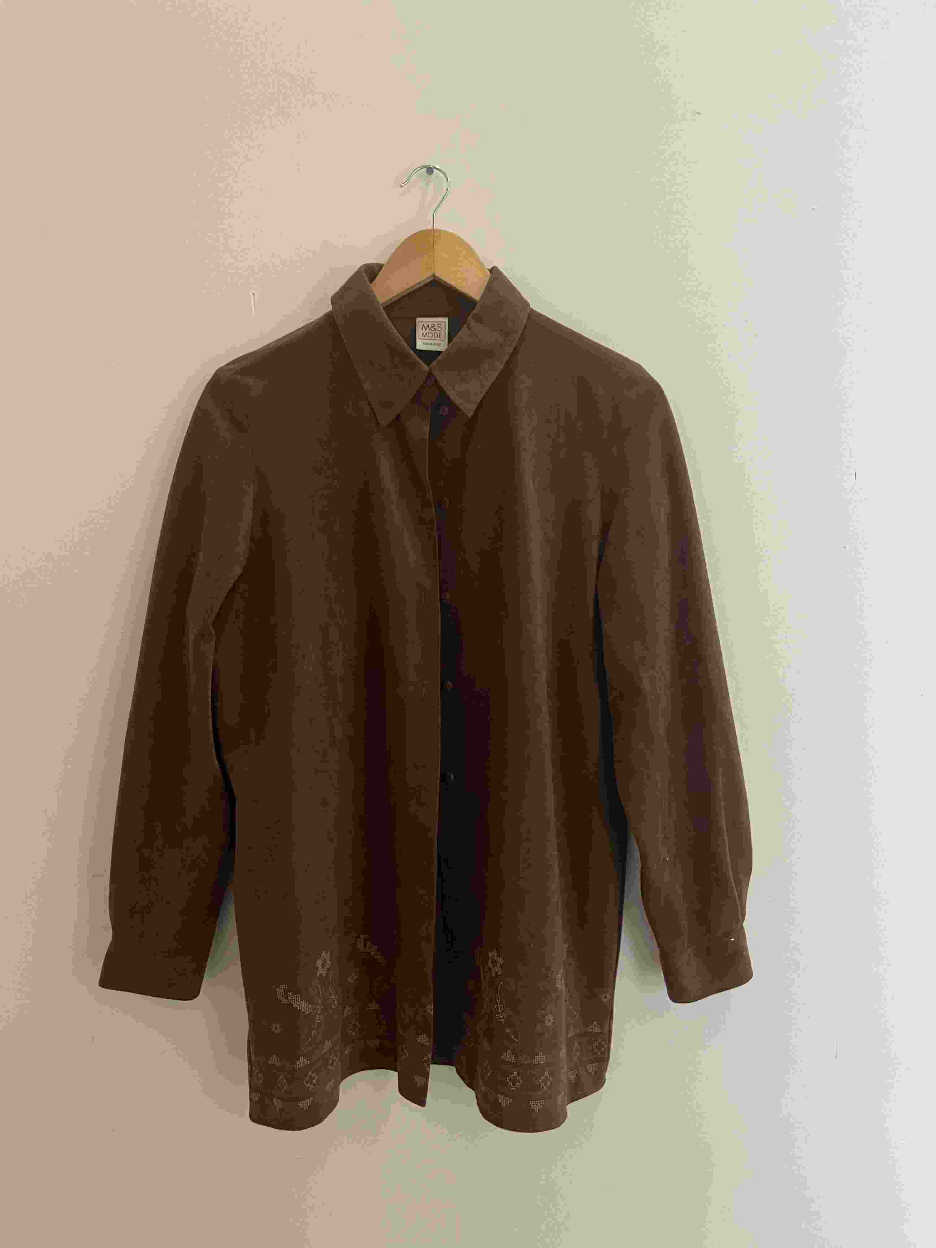 Vintage Mark and Spencer brown long sleeve shirt size M