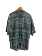 Vintage happy life mens abstract print blue XL shirt