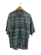 Vintage happy life mens abstract print blue XL shirt