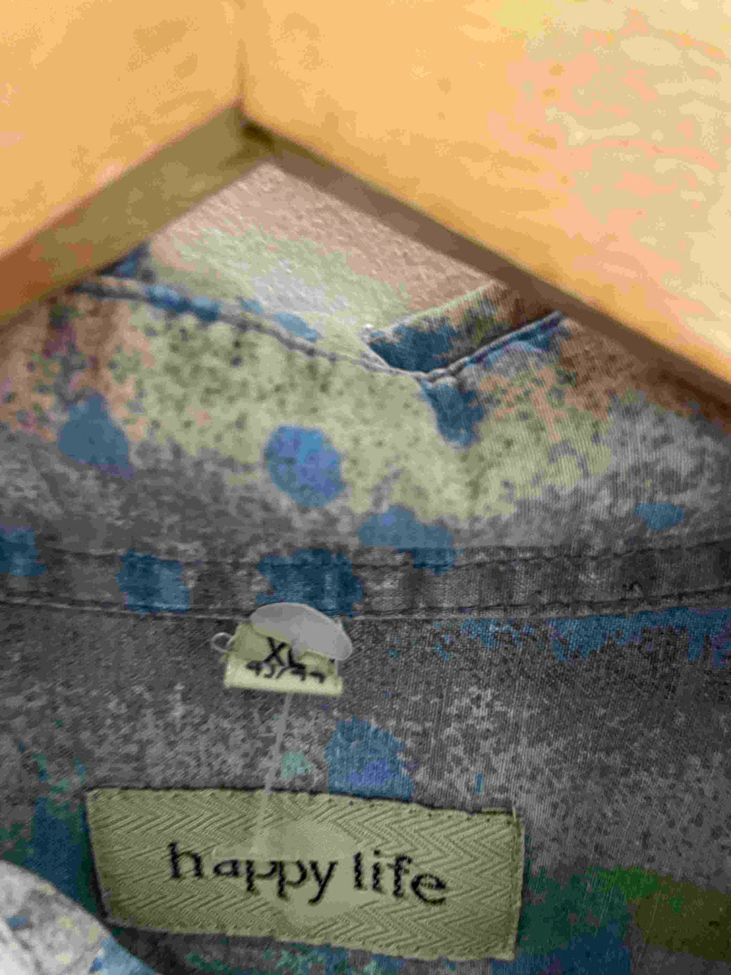 Vintage happy life mens abstract print blue XL shirt