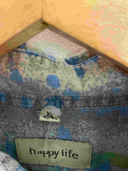 Vintage happy life mens abstract print blue XL shirt
