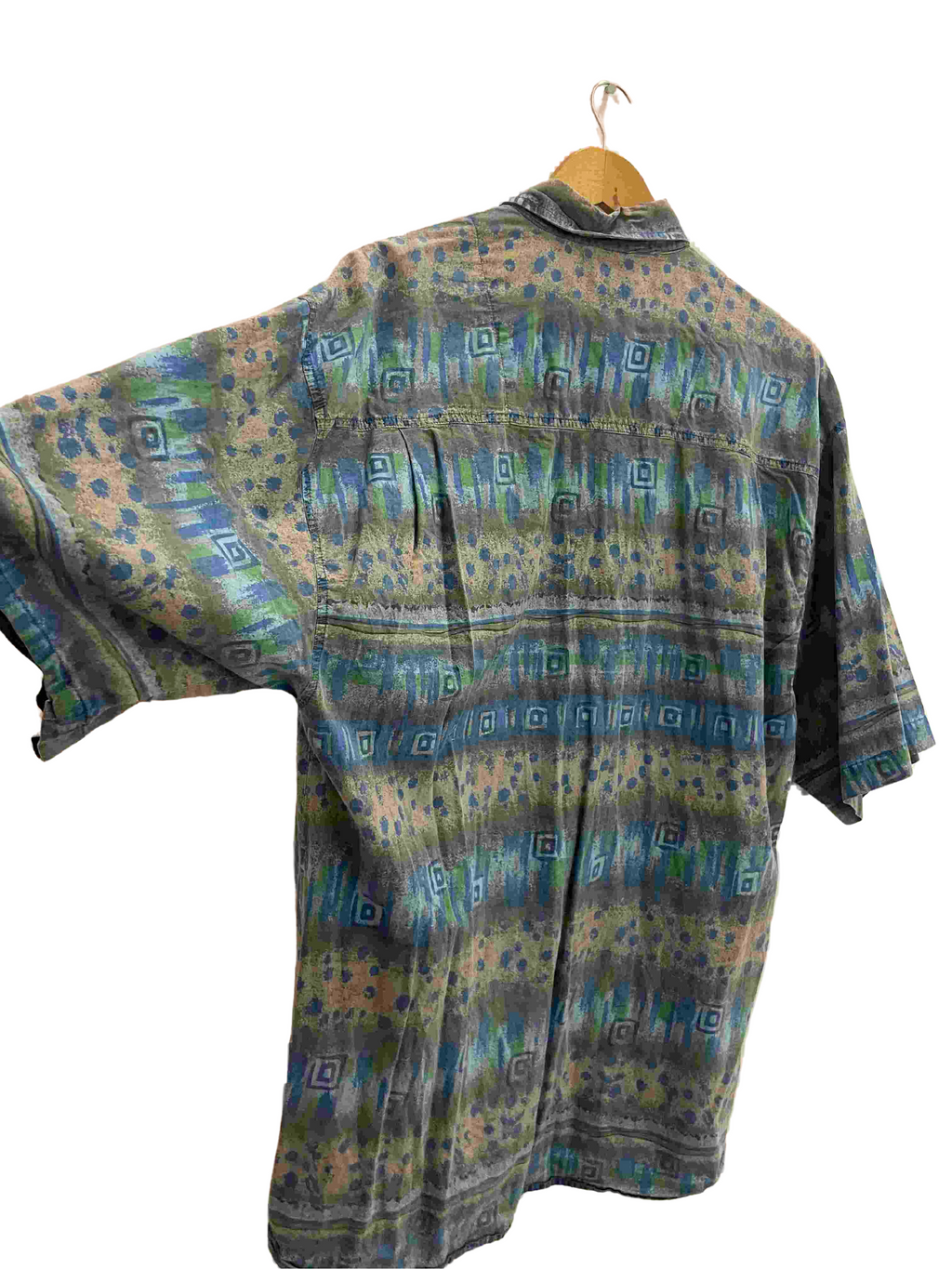 Vintage happy life mens abstract print blue XL shirt