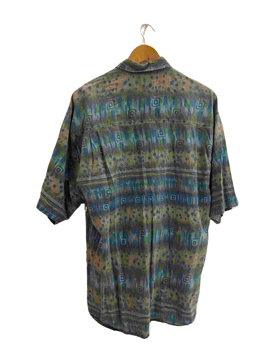Vintage happy life mens abstract print blue XL shirt
