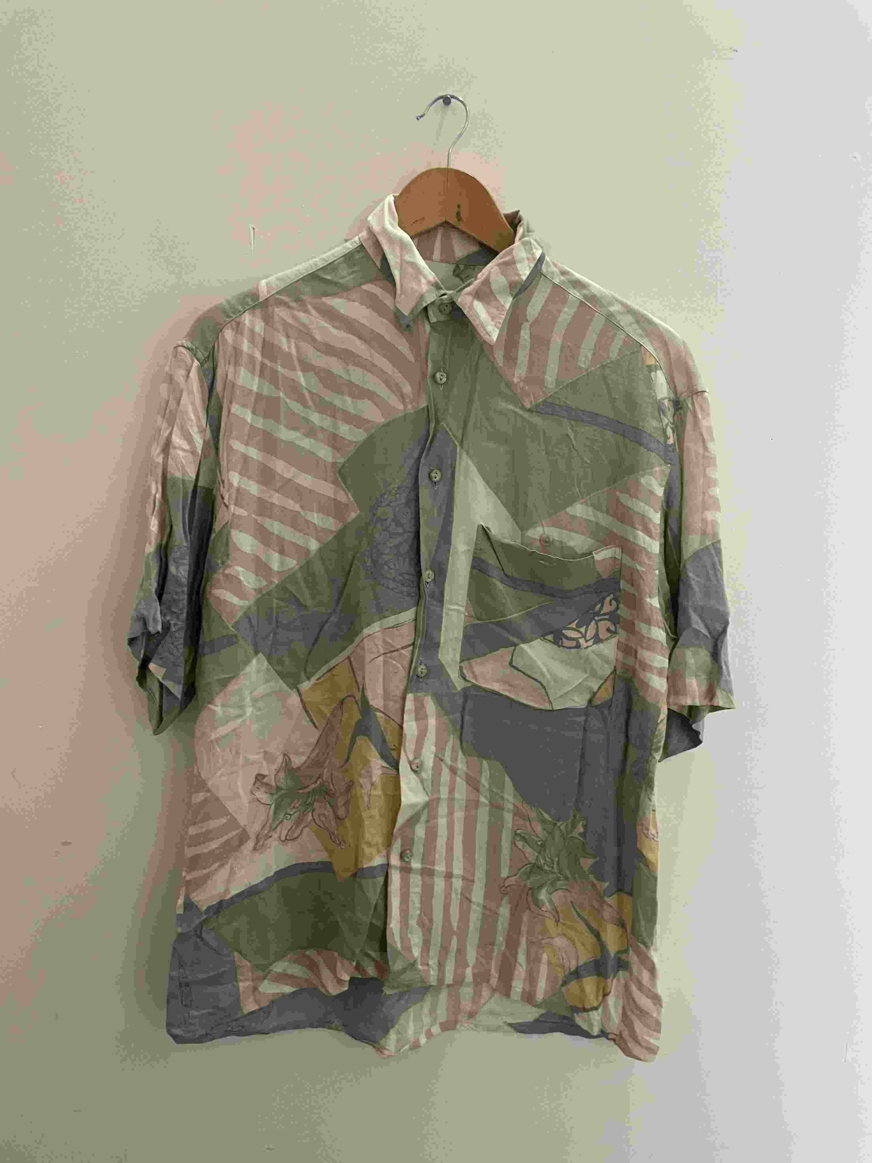 Vintage casamoda multi abstract print festive mens shirt size M