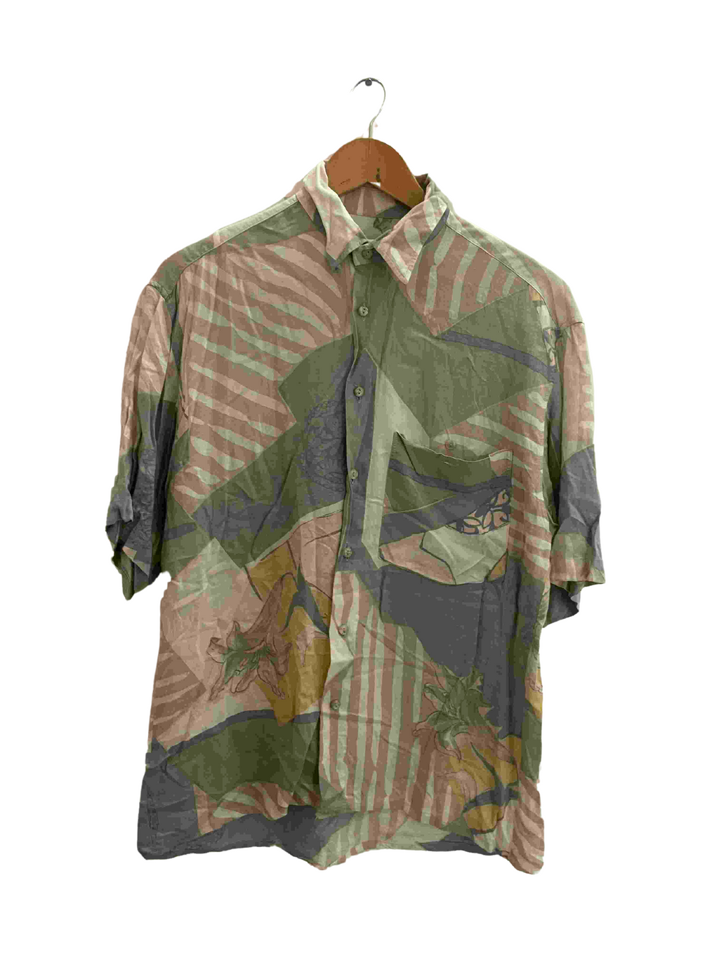 Vintage casamoda multi abstract print festive mens shirt size M