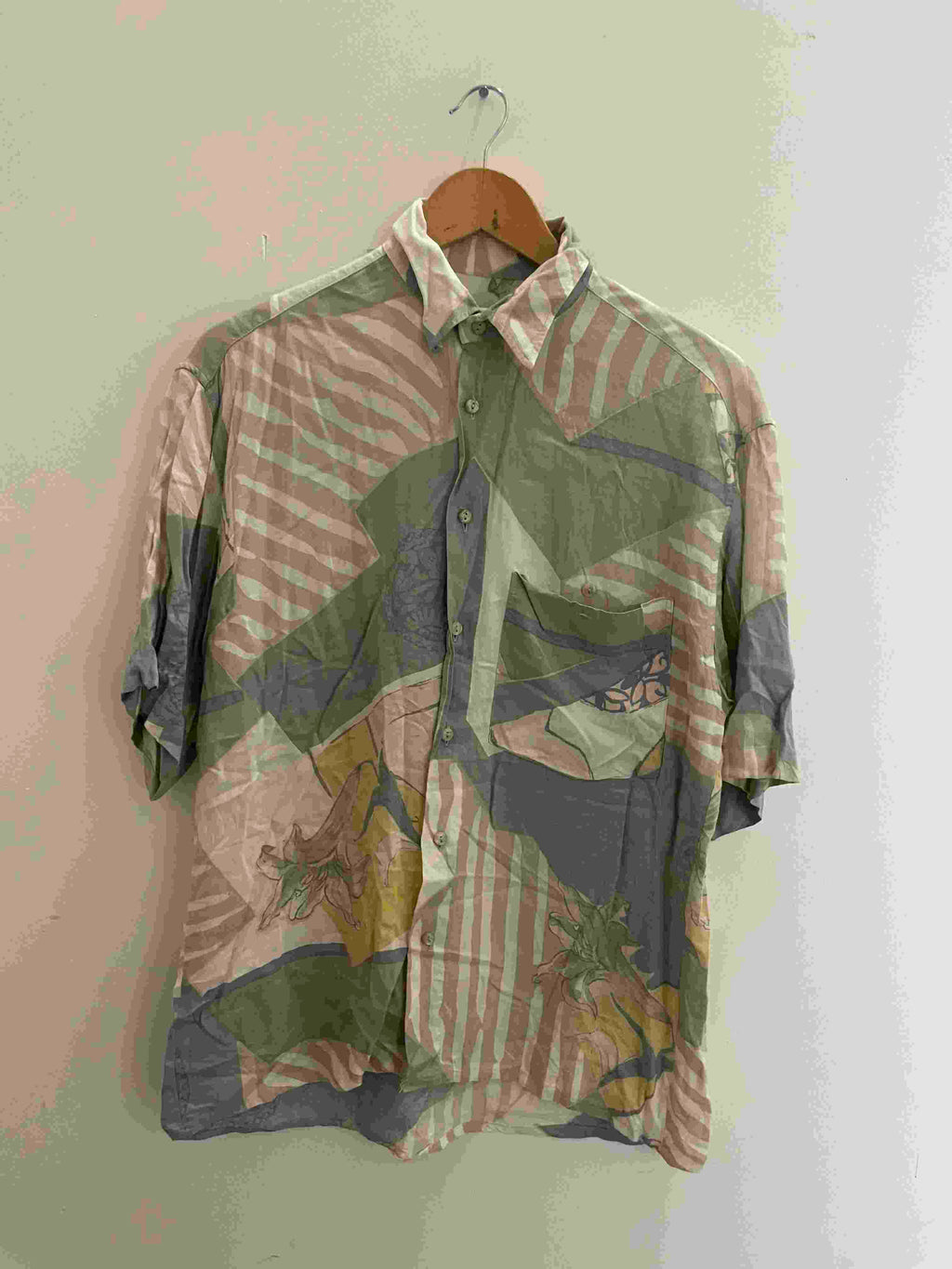 Vintage casamoda multi abstract print festive mens shirt size M