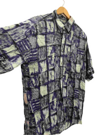 Vintage blue mens abstract festive pattern mens shirt size M