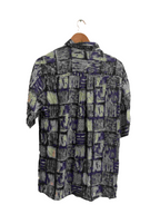 Vintage blue mens abstract festive pattern mens shirt size M