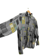 Vintage Alpenland mens grey abstract festive print large shirt