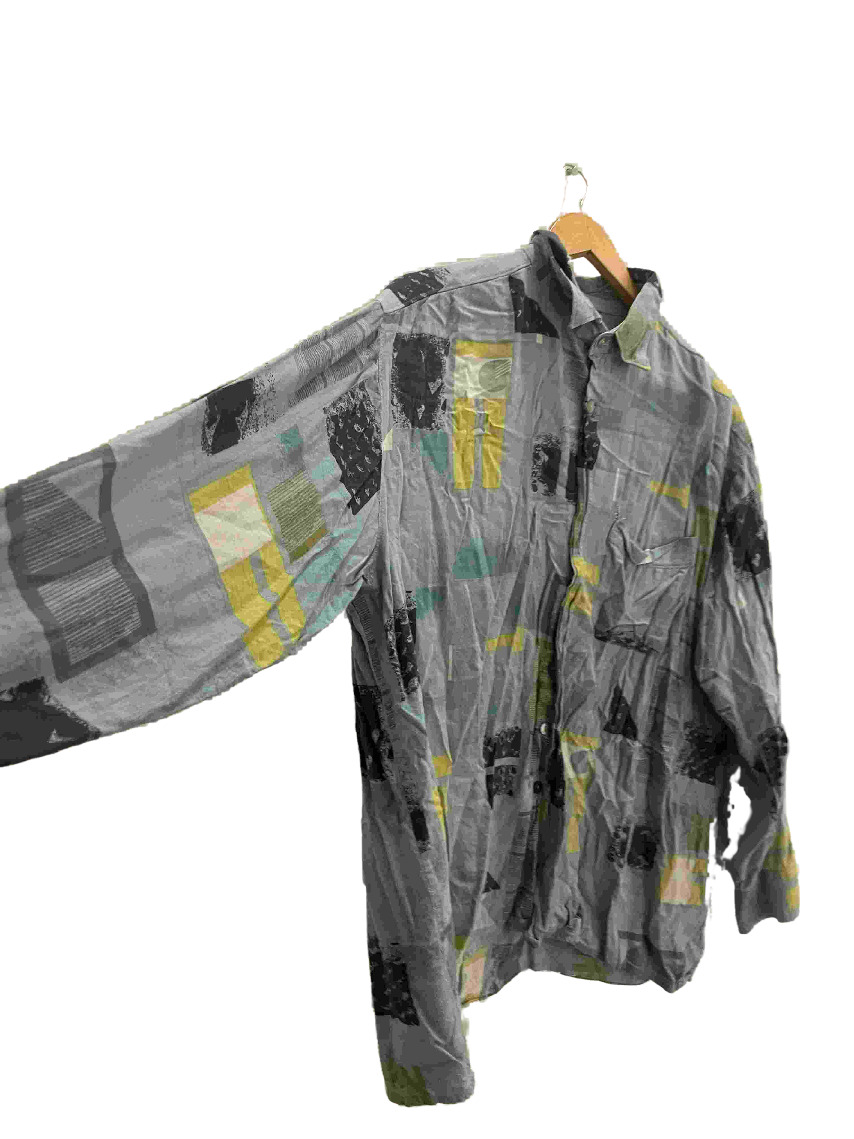 Vintage Alpenland mens grey abstract festive print large shirt