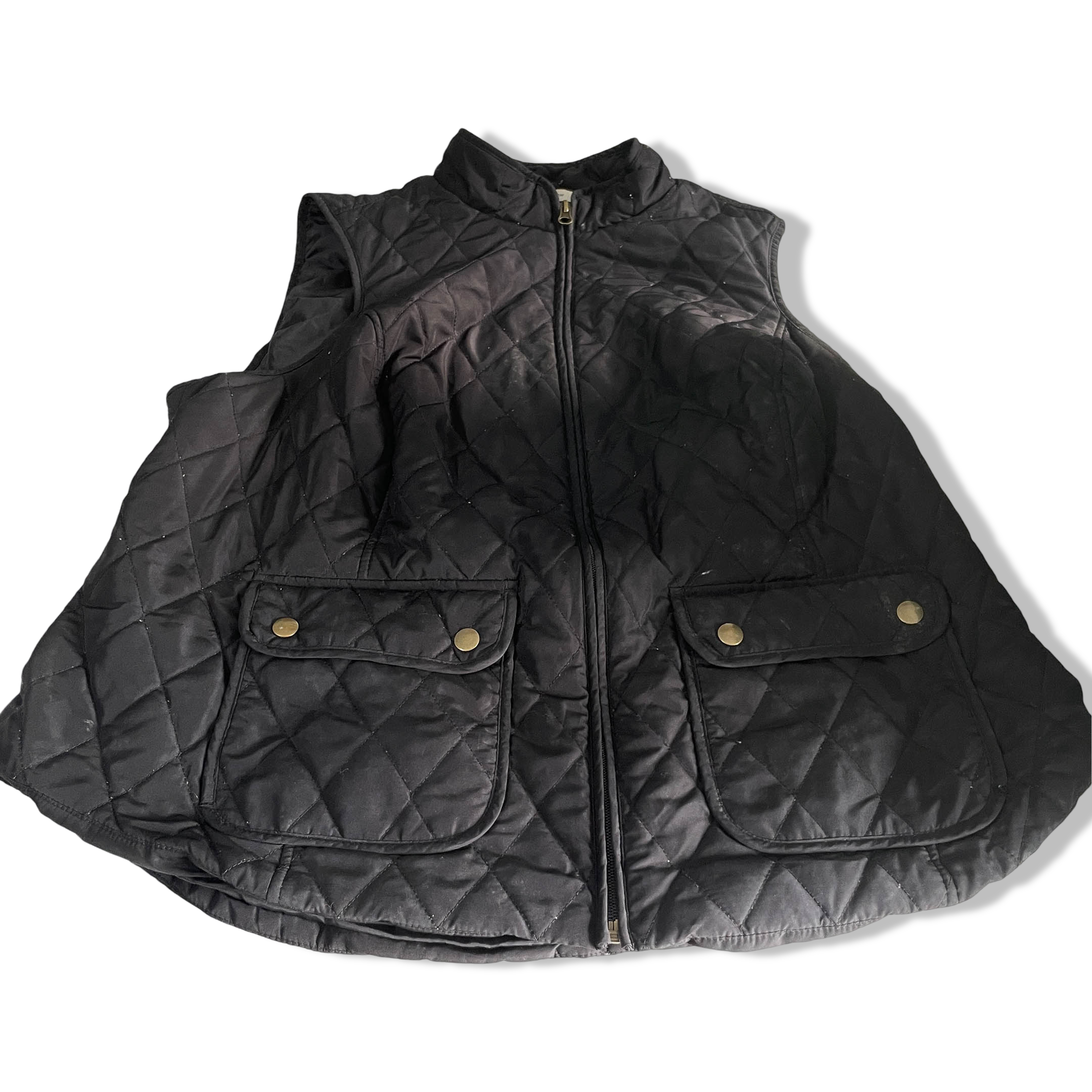 Vintage women Croft & barrow black sleeveless quilted full zip vest in XL|L28 W20|SKU 6391