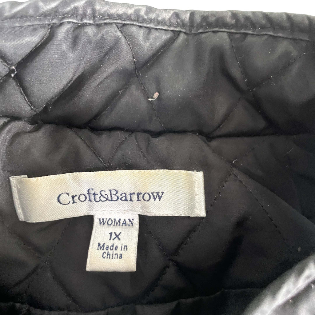 Vintage women Croft & barrow black sleeveless quilted full zip vest in XL|L28 W20|SKU 6391