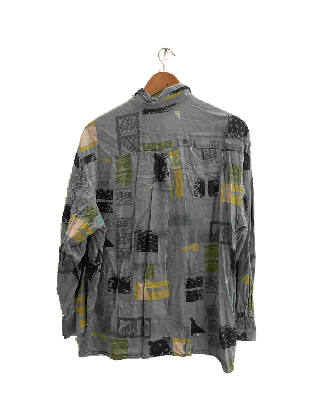 Vintage Alpenland mens grey abstract festive print large shirt