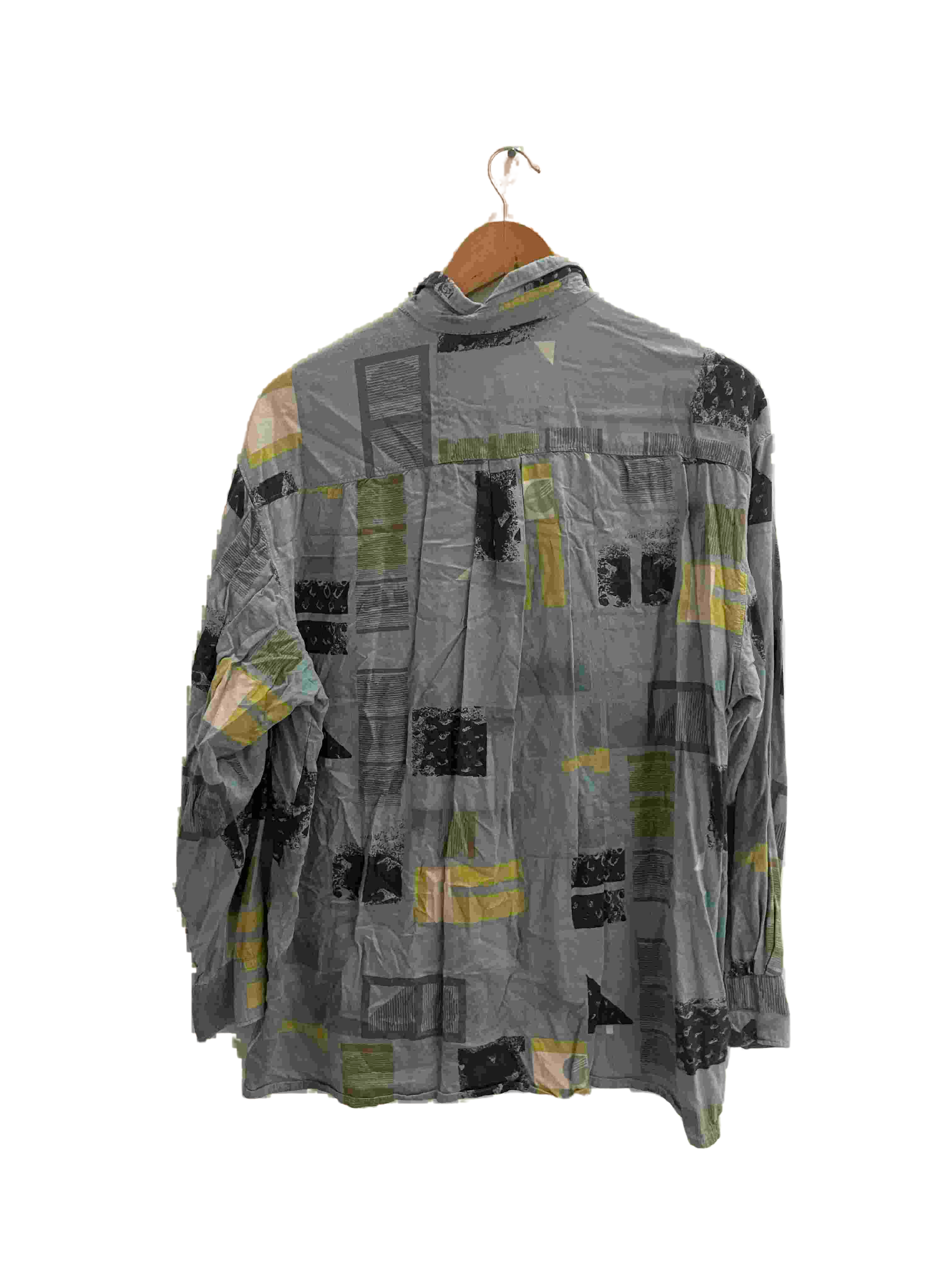 Vintage Alpenland mens grey abstract festive print large shirt