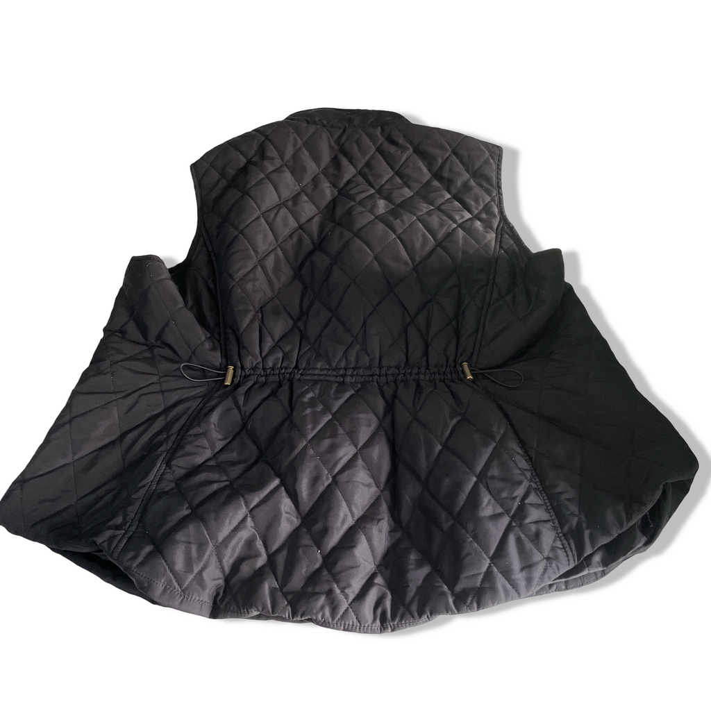 Vintage women Croft & barrow black sleeveless quilted full zip vest in XL|L28 W20|SKU 6391