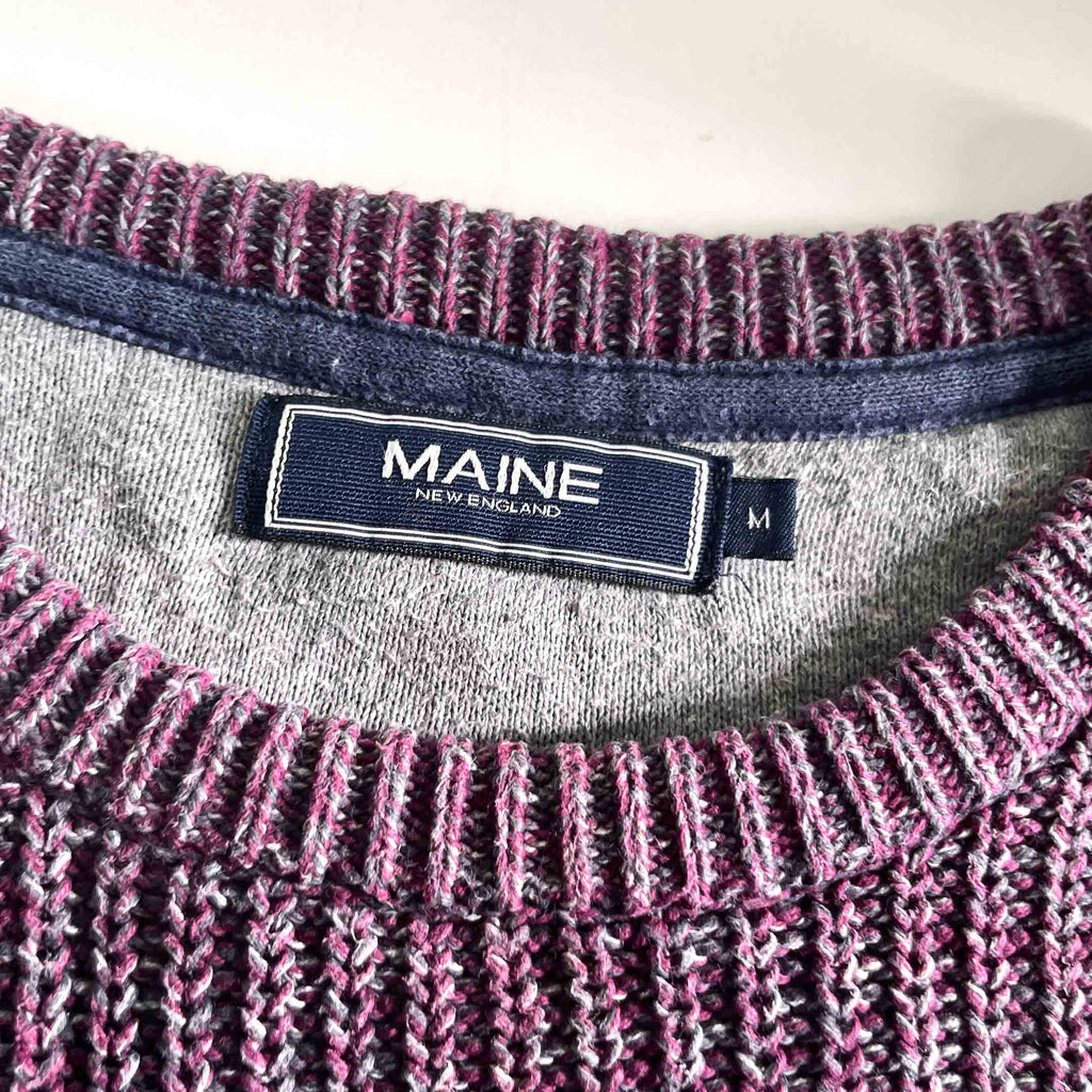 Vintage Maine new england purple knitted crew neck sweatshirt in M|L28 W22|SKU 6392