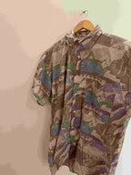 Vintage multi abstract festive pattern mens shirt size M