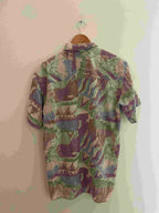 Vintage multi abstract festive pattern mens shirt size M