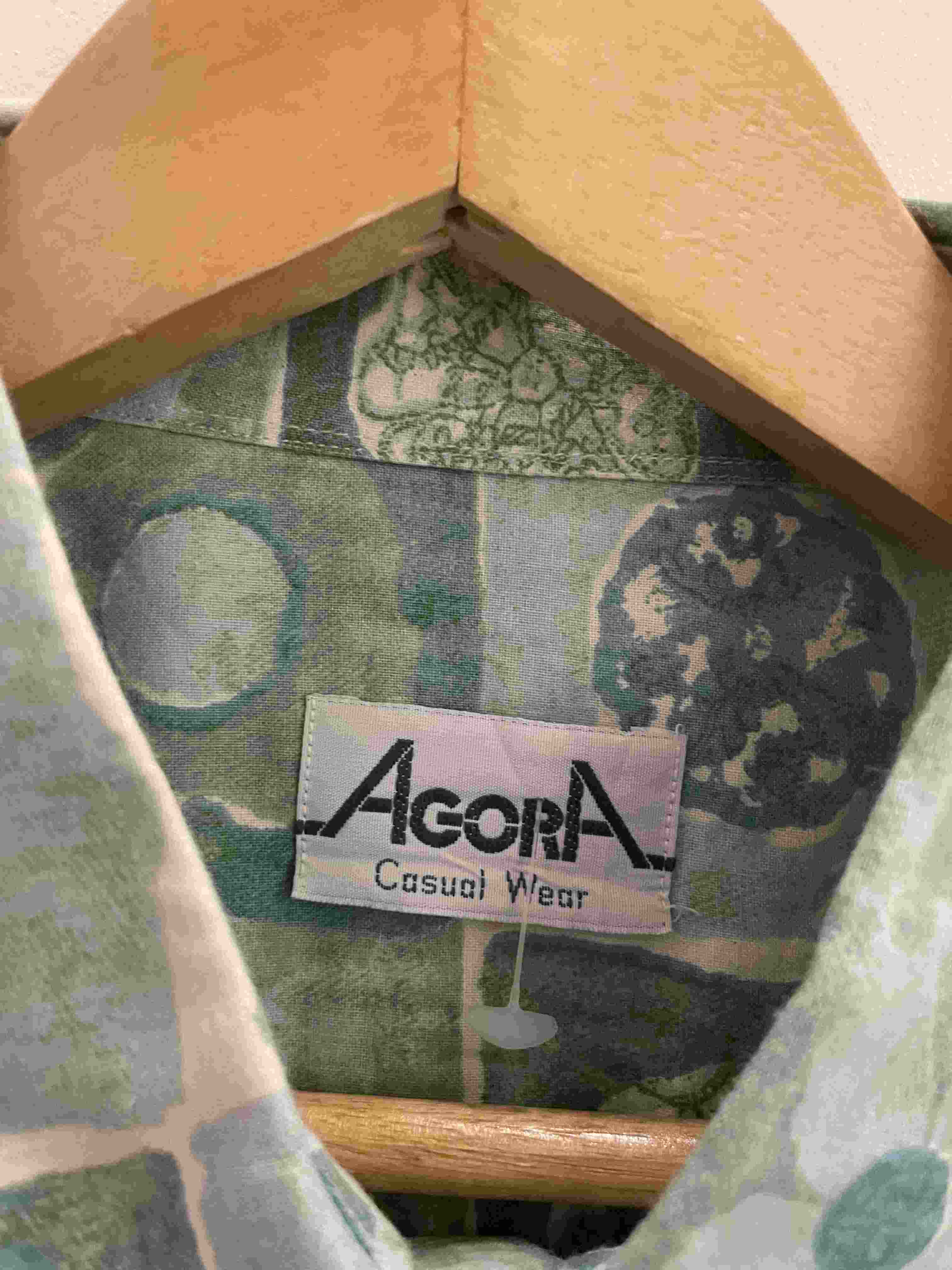 Vintage green agora casual wear abstract pattern large mens shirt