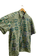 Vintage green agora casual wear abstract pattern large mens shirt