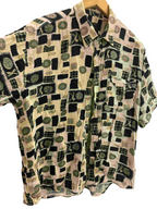 Vintage funny boy cream and black abstract pattern shirt size M