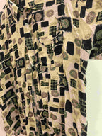 Vintage funny boy cream and black abstract pattern shirt size M