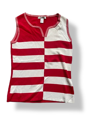 Rubynee Vintage y2k Carducci Red and White Horizontal Stripes Sleeveless Top