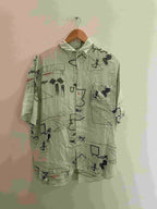 Vintage green abstract pattern mens shirt size M
