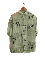 Vintage green abstract pattern mens shirt size M