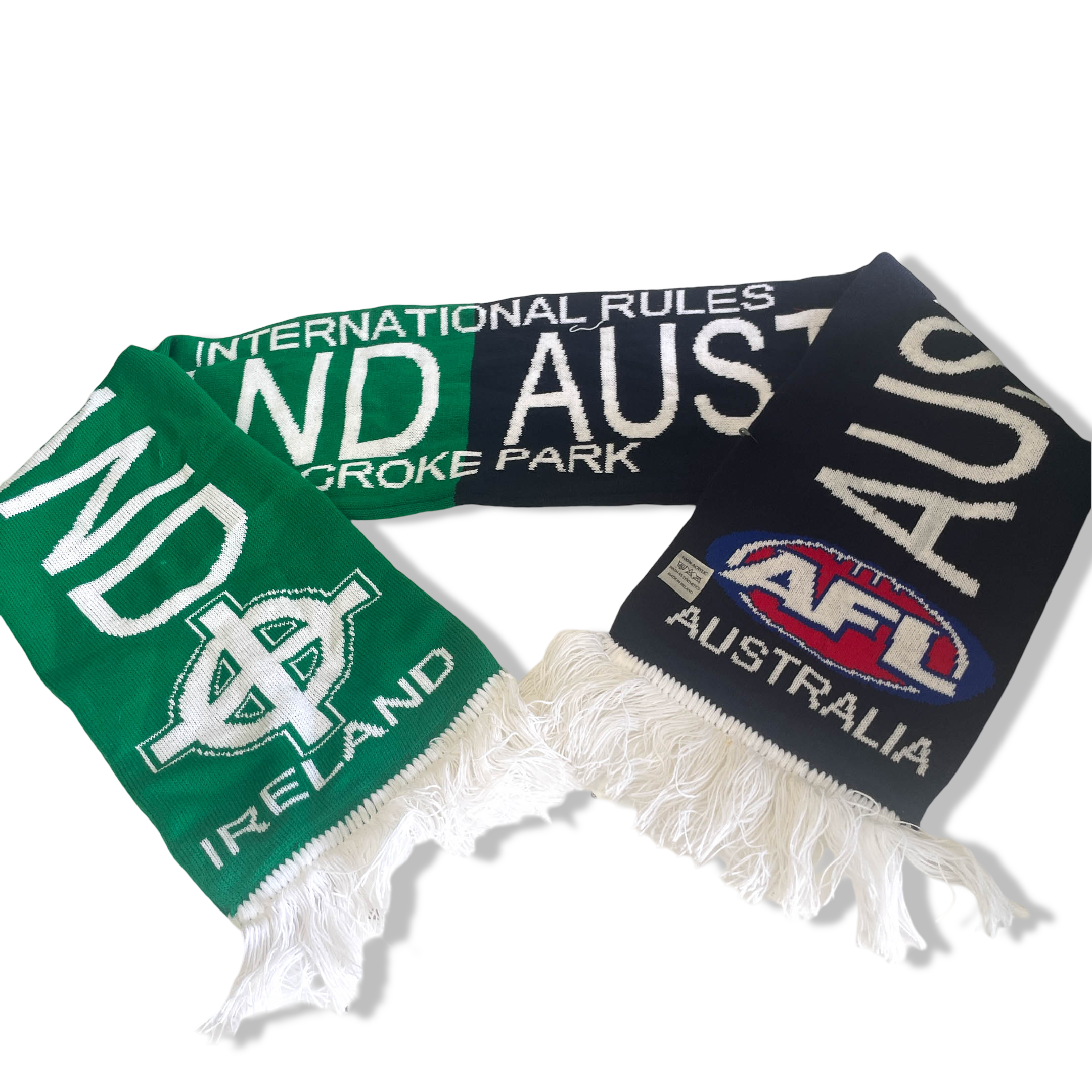 Vintage Ireland VS Australia blue & green international rules scarf|L52 W7|SKU 6398