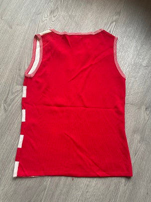 Rubynee Vintage y2k Carducci Red and White Horizontal Stripes Sleeveless Top