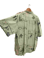 Vintage green abstract pattern mens shirt size M