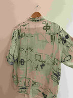 Vintage green abstract pattern mens shirt size M