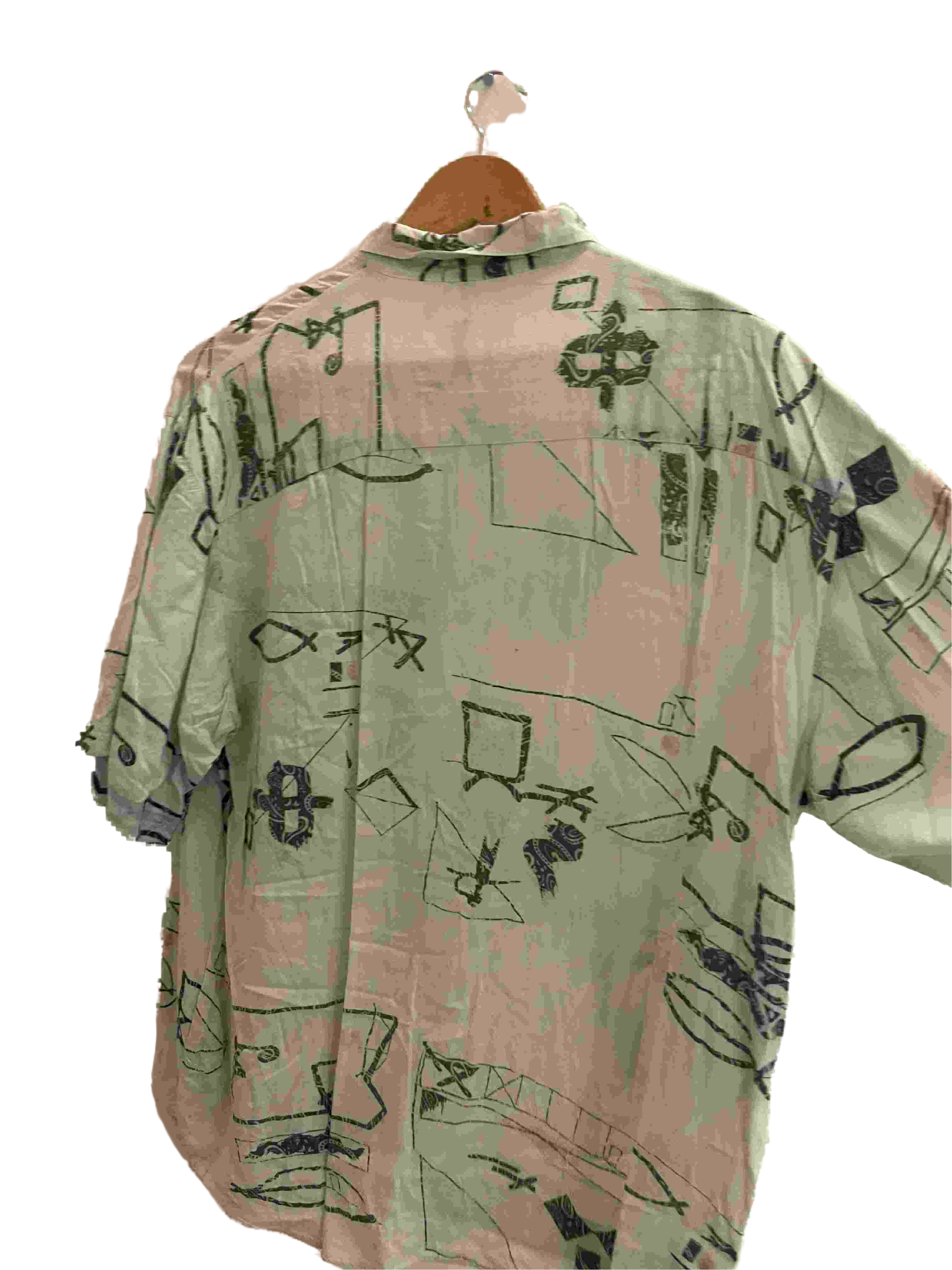 Vintage green abstract pattern mens shirt size M