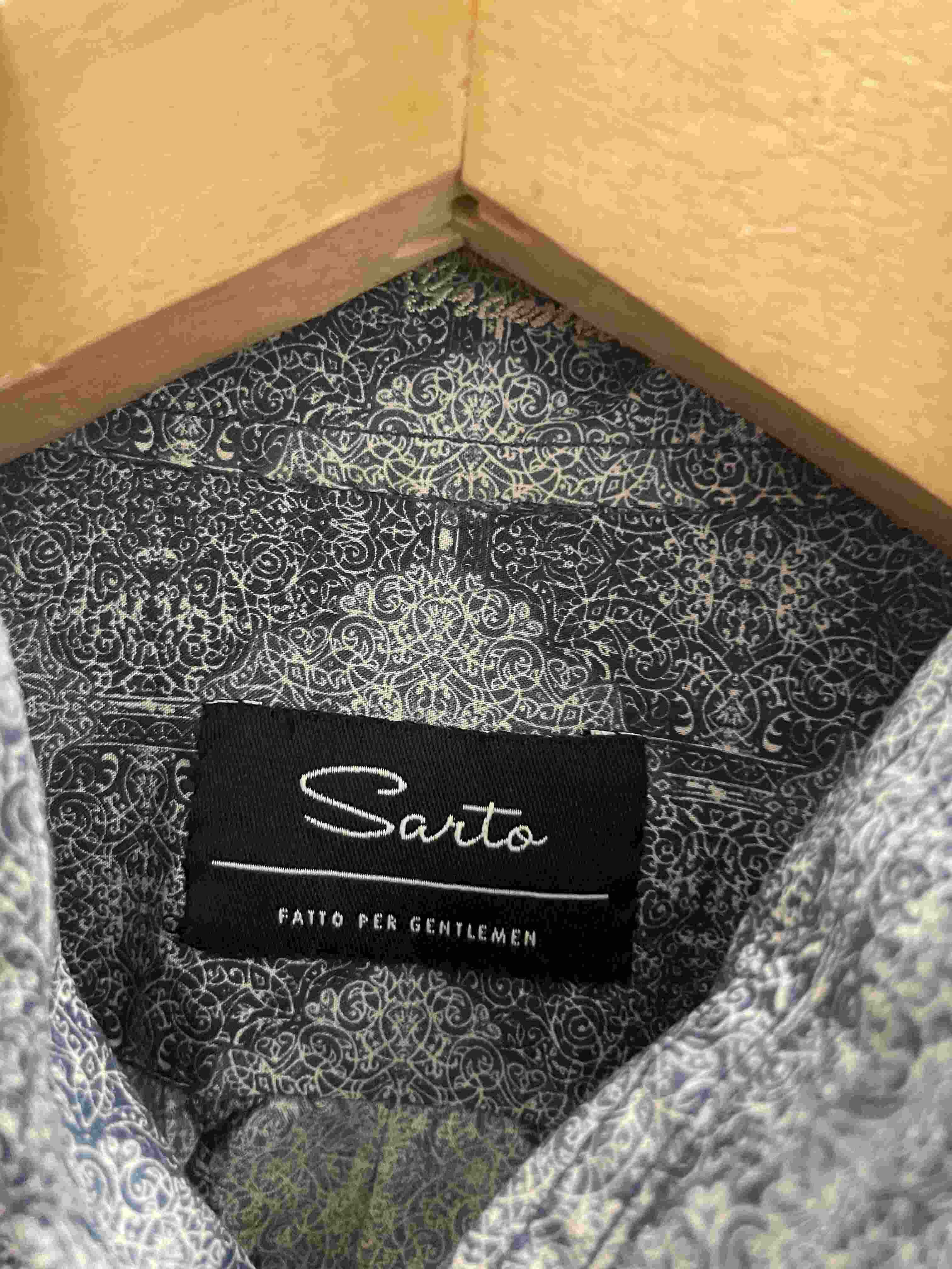 Vintage Saito grey all over print mens casual shirt