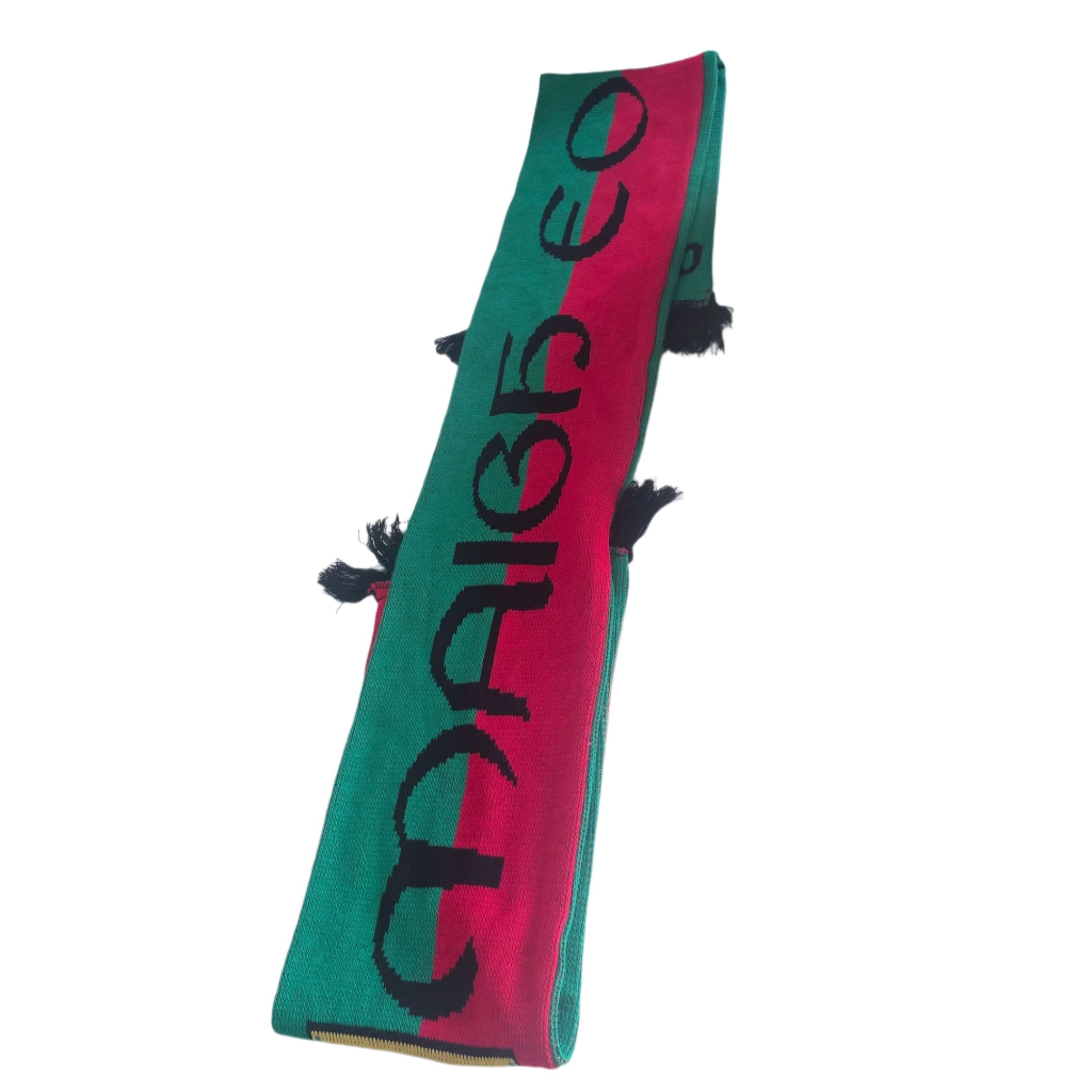 Vintage Maigh EO green and red fans scarf|L52 W7|SKU 6403