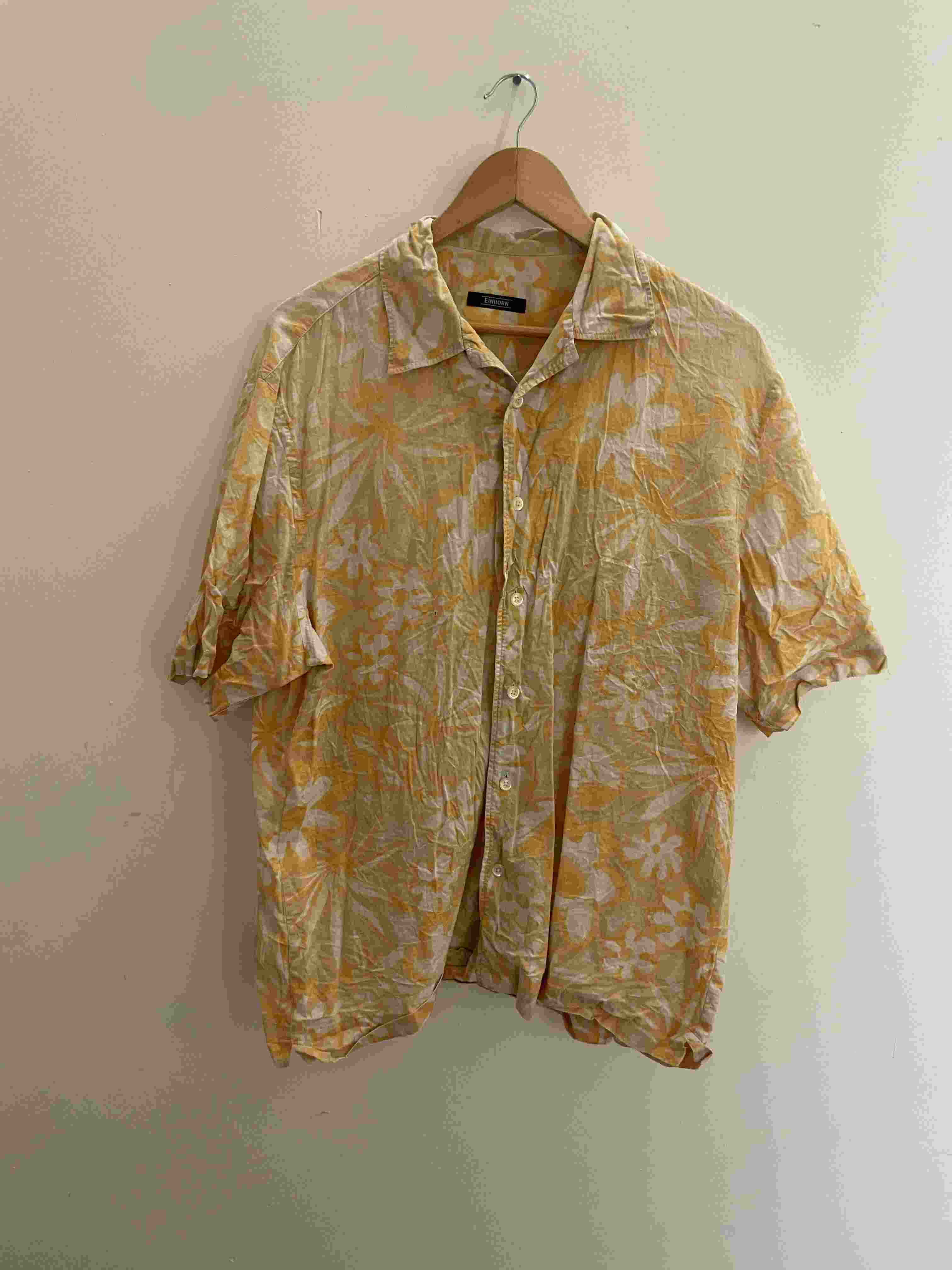 Vintage Einhorn yellow abstract large mens shirt
