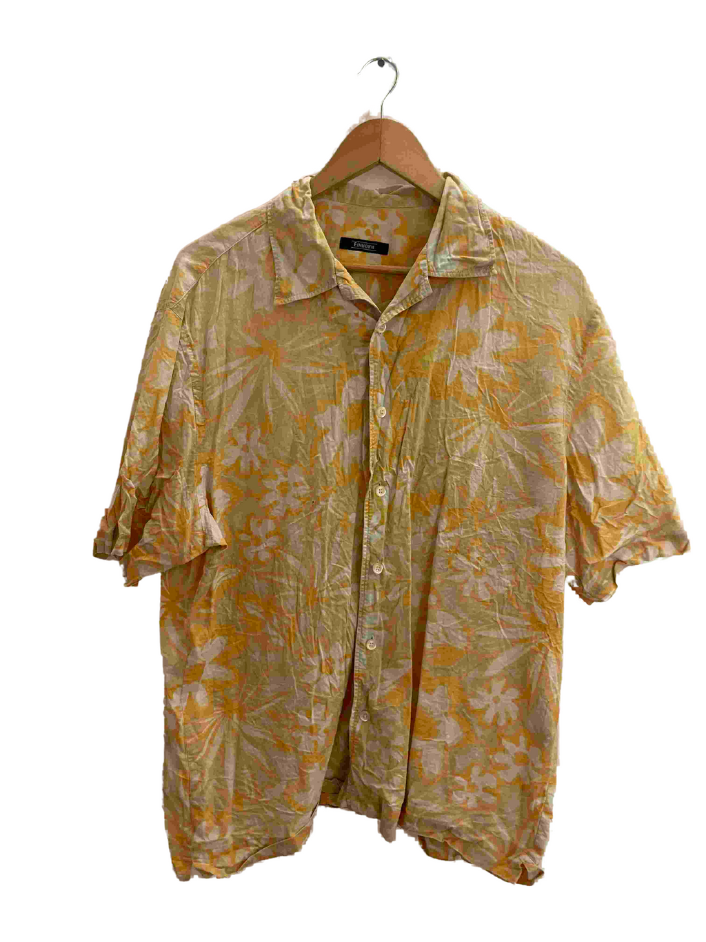 Vintage Einhorn yellow abstract large mens shirt