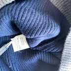 Vintage women Azzaro cotton acrylic V-neck navy jumper in L|SKU 6406