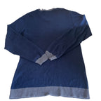 Vintage women Azzaro cotton acrylic V-neck navy jumper in L|SKU 6406