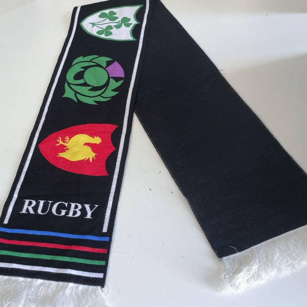 Vintage black Italy rugby graphics scarf|L52 W7|SKU 6409